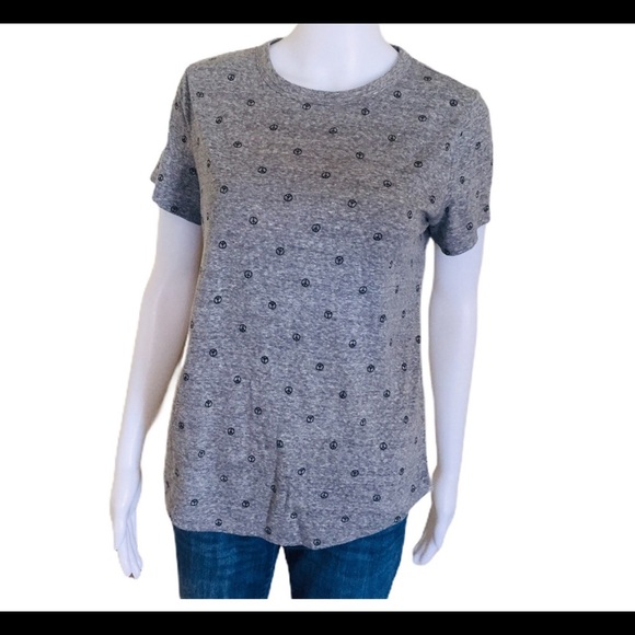 OLD NAVY Everywhere Dainty Peace Sign Print Tee/Top With Cap Sleeves Grey Small - Picture 3 of 11